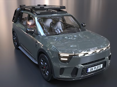 Modern Gray SUV Car With Roof Rack LED Headlights And Sporty Design 3d model