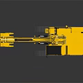 Large Yellow Tracked Construction Excavator With Front Bucket And Cab