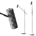 Minimalist Floor Lamp with Adjustable Metal Arm and White Cylindrical Base Design