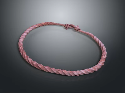 Pink Twisted Rope Circular Sculpture With Artistic Woven Texture Design 3d model