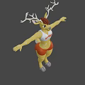 Cartoon Deer Game Character With Antlers White IMPACT Tank Top Red Shorts Outstretched Arms