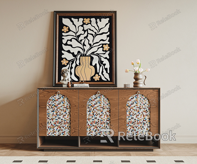 Antique Style Entrance Cabinet Decorative Cabinet Side Cabinet Jewelry Ornaments Decorative Painting Carpet model