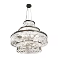 Modern Multi Tiered Crystal Chandelier with Black Metal Frame Design 3d model