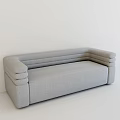 Modern Abstract Sofa With Gray Fabric And Unique Curved Armrest Design 3d model
