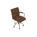 Brown Office Chair With Striped Fabric Upholstery Metal Armrests And Metallic Tripod Base