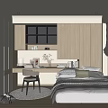 Modern Minimalist Tatami Bedroom With Desk Chair Storage Cabinets And Natural Light