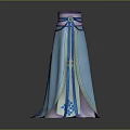 Elegant Ancient Style Flowy Blue Purple Dress With Decorative Ribbons And Patterns