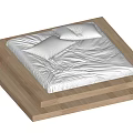 Double Bed with Wooden Frame Gray Bedding Pillows and Minimalist Interior Design