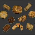Assorted Baked Pastries Collection With Croissants Buns Chocolate Toppings And Nutty Varieties
