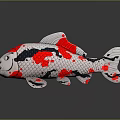 Artistic Koi Fish 3D Model With Red Black White Patterns And Decorative Design 3d model
