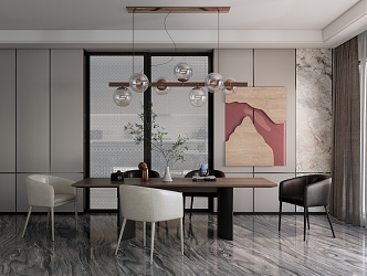 Modern Dining Table and Chair Combination 3d model