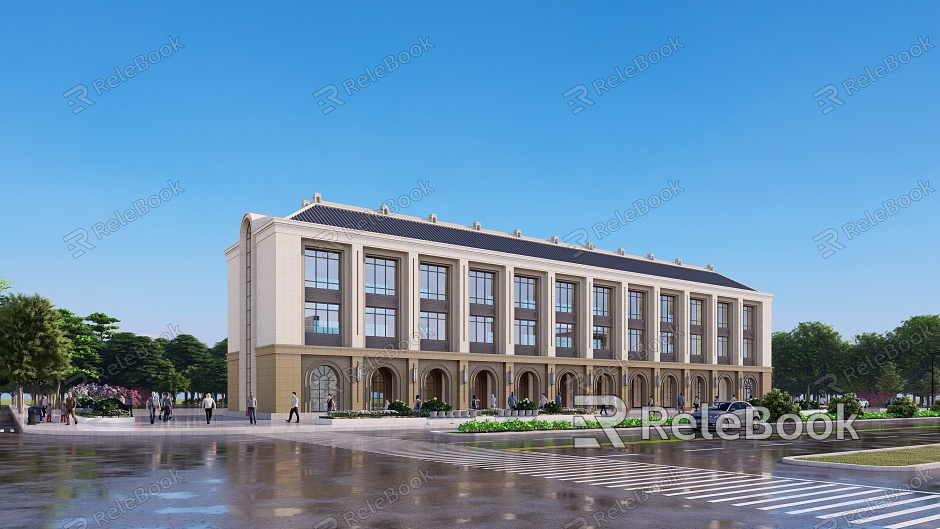 New Chinese Commercial Street Office Building Pavement model