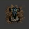 Rugged Rocky Dirt Terrain With Off Road Military Vehicle And Weapons Mounted