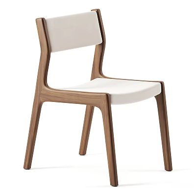 Modern Minimalist Dining Chair With Wooden Frame And Light Upholstered Seat 3d model