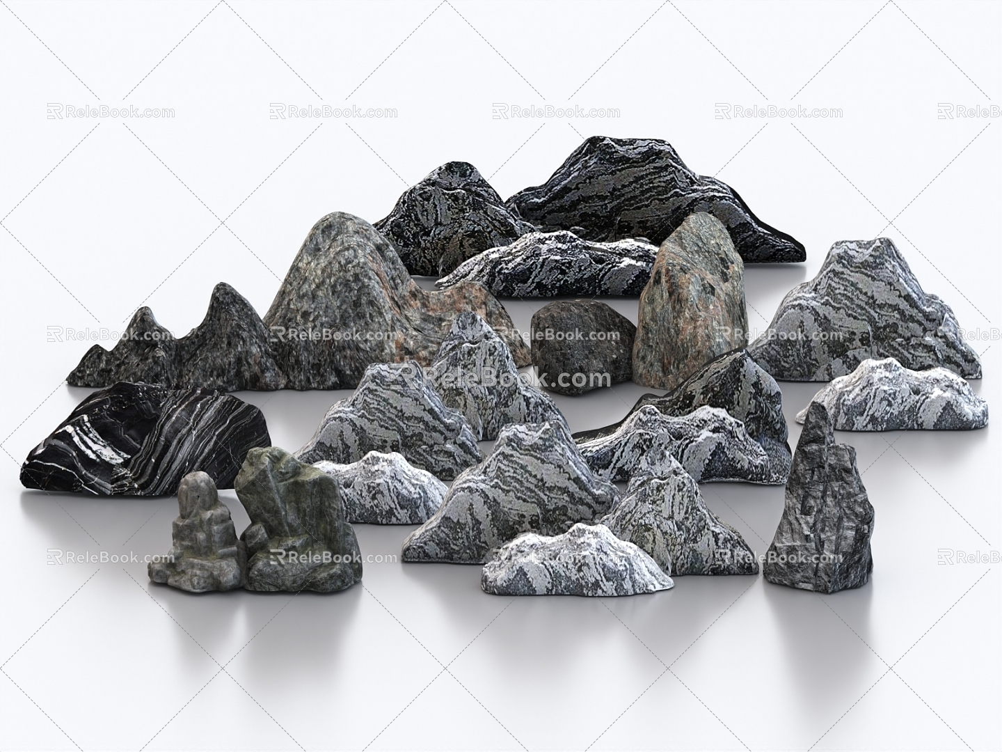 Stone stone rockery landscape stone marble hemp stone 3d model