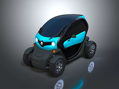 Renault Compact Two Seater Electric Car With Turquoise And Black Modern Design 3d model