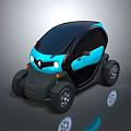 Renault Compact Two Seater Electric Car With Turquoise And Black Modern Design