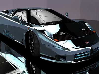 Sleek Black Sports Car With Metallic Finish Headlights And Reflective Surface 3d model