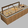 Wooden Display Shelf With Glass Cover For Fresh Pastries And Bread
