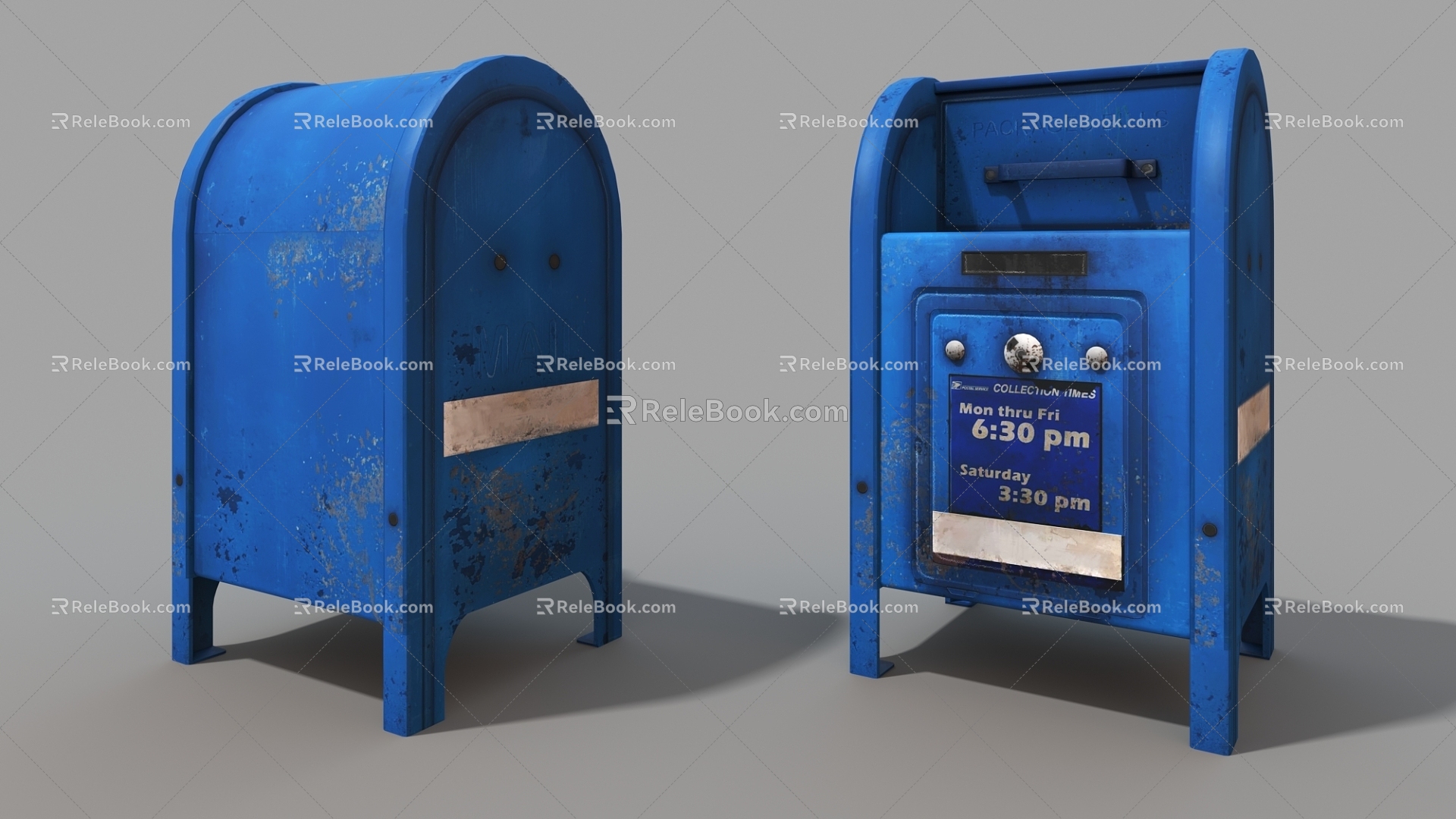 old box mailbox recycling box retro pavement equipment 3d model