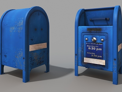 old box mailbox recycling box retro pavement equipment 3d model