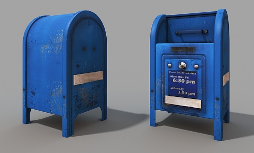 old box mailbox recycling box retro pavement equipment 3d model