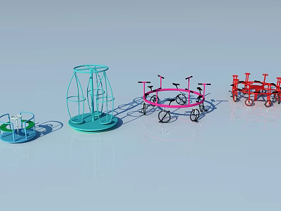Colorful Metal Playground Structures With Circular Frames And Bright Hues 3d model