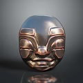 Copper Metallic Decorative Mask With Intricate Facial Features For Fashion Accessories