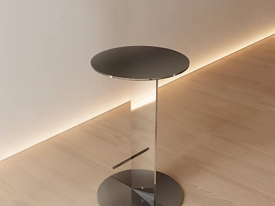 Contemporary Round Accent Table with Polished Metal Frame and Clear Glass Top in Stylish Interior 3d model