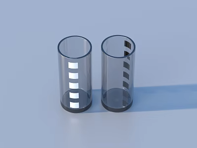 Two Transparent Cylindrical Home Organizers With Slotted Stripe Design For Daily Use 3d model