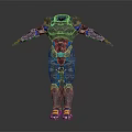 Futuristic Robot Armor Design With Metallic Silver Blue And Yellow Accents