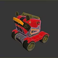 Red Toy Tank With Gray Yellow Accents Modern Detailed Design Sturdy Wheels Structure