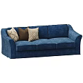Cozy Blue Sectional Sofa With Soft Upholstery And Decorative Patterned Pillows 3d model