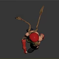 Woman In Red Beret Green Bodysuit Red Gloves Black Boots Holding Whip