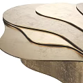 Modern Coffee Table With Metal Material And Wavy Tabletop Unique Shape Layered Sense 3d model