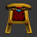 Egyptian Style Throne Sculpture With Golden Frame Blue Green Wings And Red Gemstone Decoration