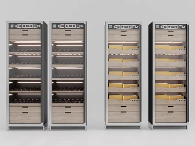 Modern Wine Cabinet With Glass Door Multiple Shelves And Wooden Frame Design 3d model