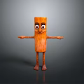 Wooden Decorative Household Item With Anthropomorphic Design Cartoon Face Big Eyes Arms And Legs