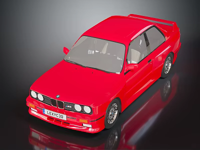 Red BMW Classic Sports Car With Two Door Design And Shiny Paint Finish 3d model
