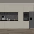 Modern Open Kitchen Wine Cabinet Design With Integrated Lighting And Black Countertop