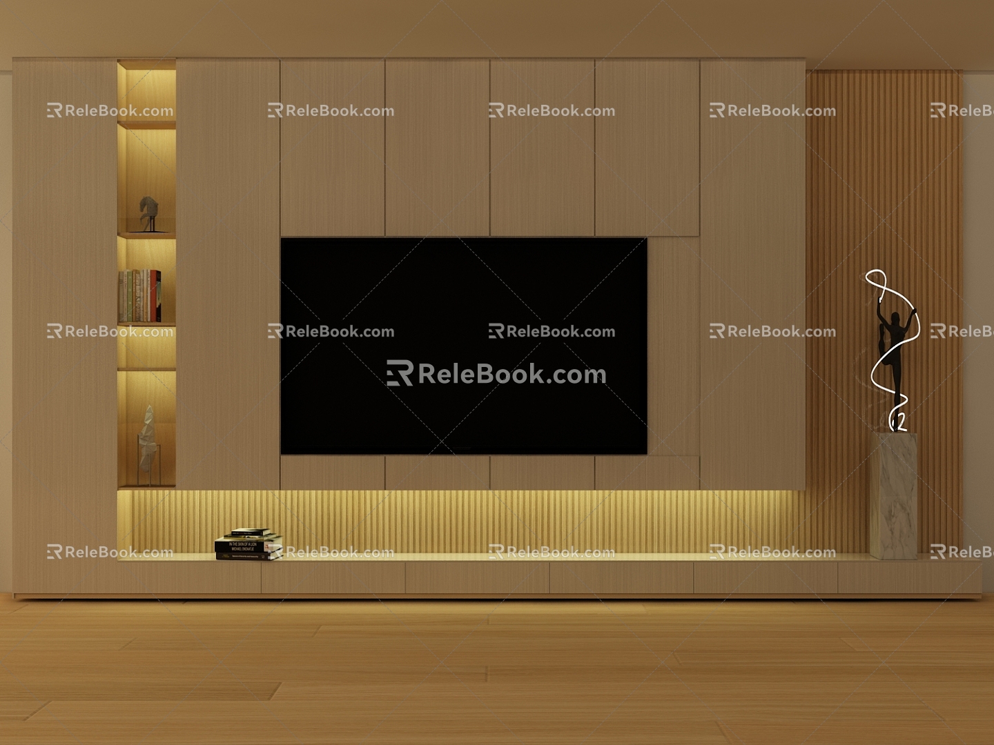 Modern TV background wall 3d model