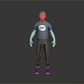 Man in Gray T-shirt With Graphic Black Pants White Long Sleeves and Black Shoes