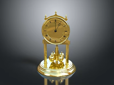 Golden Mantel Clock With Roman Numerals And Decorative Sphere Base 3d model