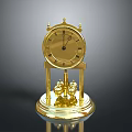 Golden Mantel Clock With Roman Numerals And Decorative Sphere Base