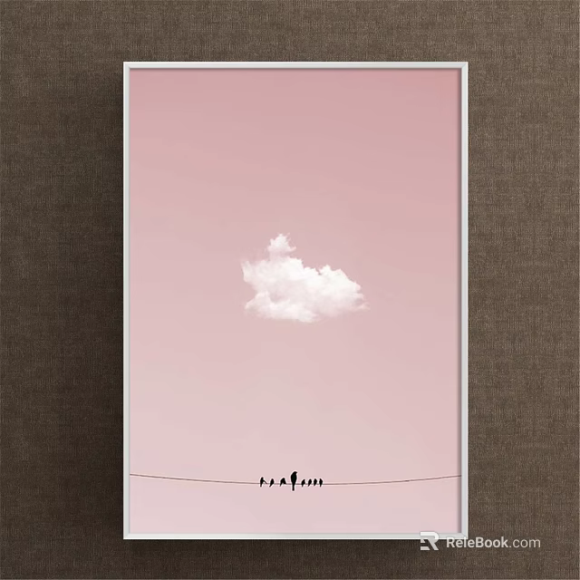 Pink Background Decorative Poster With White Cloud And Signature At Bottom 3d model 