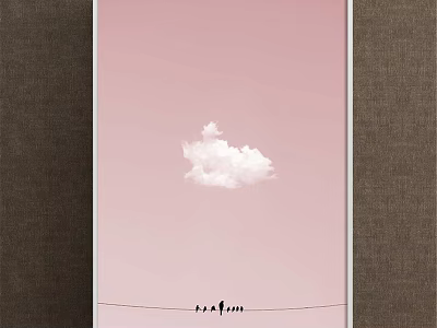Pink Background Decorative Poster With White Cloud And Signature At Bottom 3d model