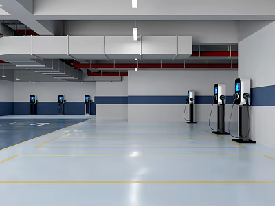 Modern parking lot new energy parking lot new energy parking lot charging pile 3d model