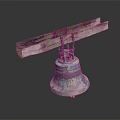 Turquoise Green Copper Bell Hanging Decoration With Wooden Beam And Chains