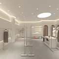 Modern Clothing Store Front With White Exterior Window Display Mannequins And Plants