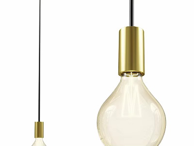 Modern Two Gold Metal Ceiling Lights with Transparent Glass Shade and Sleek Design 3d model